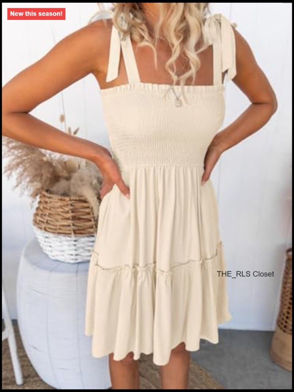 Spaghetti Strap Square Neck Ruffle A-Line Swing Mini Dress Sleeveless Rayon - Picture 4 of 7